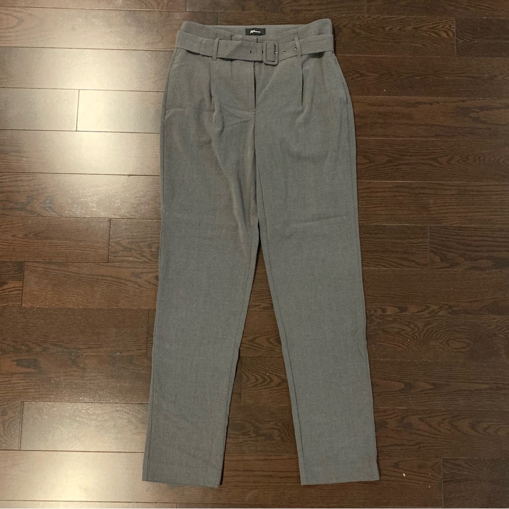 Reitmans Tall Charcoal Grey Belted High Waist Pants